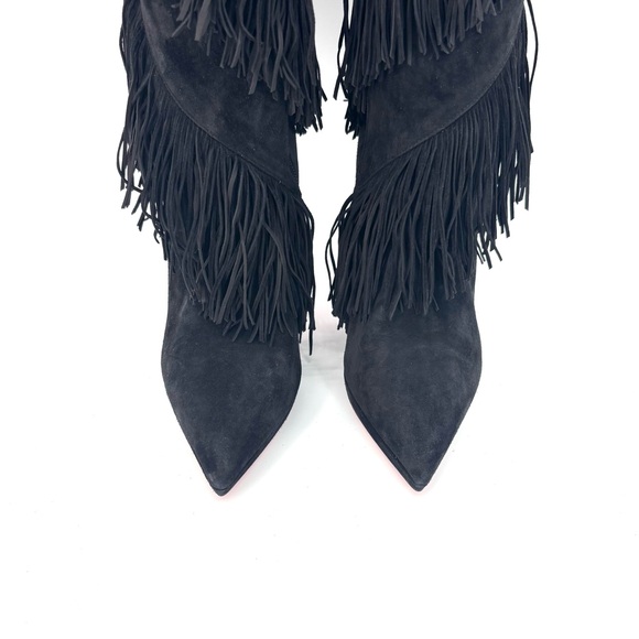 NEW Christian Louboutin Bolcheva 120 Fringe Over The Knee Pointed Toe Boots 38.5 - Picture 5 of 8